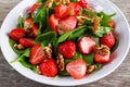 Summer Fruit Vegan Spinach Strawberry nuts Salad. concepts health food Royalty Free Stock Photo