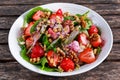 Summer Fruit Vegan Spinach Strawberry nuts Salad with yogurt. concepts health food Royalty Free Stock Photo