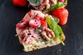 Summer Fruit Vegan Spinach Strawberry nuts Sandwich. concepts health food Royalty Free Stock Photo