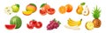 Summer fruits, apple and mango, banana, grapes Royalty Free Stock Photo