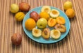 Summer fruits: apples, pears, apricots, plums