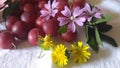 Summer fruits decorated with flowers