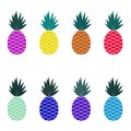 Summer fruits for healthy lifestyle. Pineapple fruit. Vector illustration cartoon flat icon isolated on colorful background. Desig Royalty Free Stock Photo