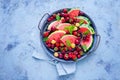 Plate full of delicious summer fruits