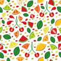 Summer fruits slices. Seamless pattern