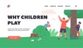 Summer Fun and Active Leisure Landing Page Template. Mother Playing with Children Hide and Seek Game in Park Royalty Free Stock Photo