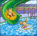 Summer fun aqua park. Water hills in an aquapark. Royalty Free Stock Photo