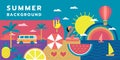 Summer fun. Beach Vacation poster design. Cocktail geometric banner. Patterned elements. Summertime journey concept