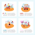 Summer Fun Fair Poster, Banner, Brochure. Amusement Park Characters with Cartoon People. Family Kids Vacation Royalty Free Stock Photo