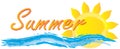 Summer Fun Graphic with sun and waves Royalty Free Stock Photo