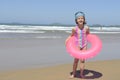 Summer fun portrait: kid at the beach