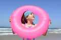 Summer fun portrait: kid at the beach