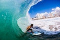 Summer Fun Surfing Waves Backside Royalty Free Stock Photo