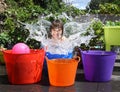 Summer fun water splash at home - staycation Royalty Free Stock Photo