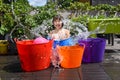 Summer fun water splash at home - staycation Royalty Free Stock Photo