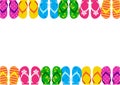 Summer funny background with bright colorful flip flop, foot wear. Vector illustration Royalty Free Stock Photo