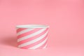 Summer funny creative concept of empty blank paper cup over past