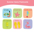 Summer Game Flashcards for Preschool Children.