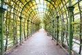 Summer garden in autumn. Long Gazebo Royalty Free Stock Photo