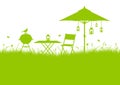 Summer Garden Barbecue Background Green