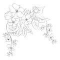 Summer garden blooming flowers monochrome illustration, sketch, hand drawn Royalty Free Stock Photo