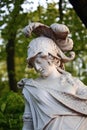 Summer Garden, St. Petersburg. Minerva, ancient Roman goddess of wisdom and war. Marble statue, close up, late 17th century Royalty Free Stock Photo