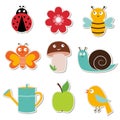 Summer garden stickers set Royalty Free Stock Photo