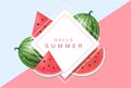 Summer geometrical frame with watermelon