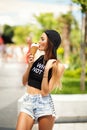 Summer girl eating ice cream