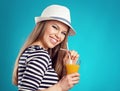 Summer girl in hat Royalty Free Stock Photo