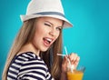 Summer girl in hat Royalty Free Stock Photo