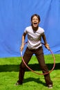 Summer girl and hula hoop Royalty Free Stock Photo