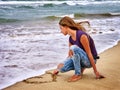 Summer girl sea look on water Royalty Free Stock Photo
