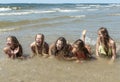 Summer girls playing in sea Royalty Free Stock Photo