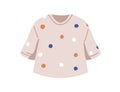 Summer girls t-shirt. Casual kids tshirt with polka dot print. Childs clothes for warm weather. Toddlers modern apparel