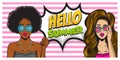 Summer time girl pop art banner vector Royalty Free Stock Photo