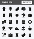 25 Summer Glyph icon pack. vector illustration