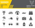 Summer glyph icon set Royalty Free Stock Photo