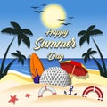 Summer golf poster. Happy summer day