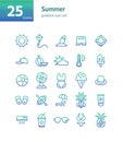 Summer gradient icon set.