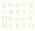 Summer gradient style icons collection vector design