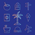 Summer gradient style set icons vector design