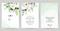 Summer greenery, white flowers vector design spring cards