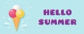 Summer greeting banner with ice cream. Vector illustration.