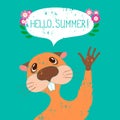 Summer greeting card with Groundhog Royalty Free Stock Photo