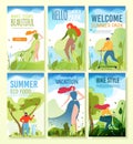 Summer Greetings, Invitations Mobile Banners Set Royalty Free Stock Photo