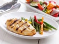 Summer grilling time - grilled chicken with vegetables. Royalty Free Stock Photo