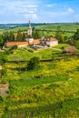 Summer in Haferland Fortified Saxon Church in Crit Deutsch Kreuz traditional Saxon village in Brasov county, Romania