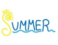 Summer Hand drawn banner. The word summer, sun and sea illustration Royalty Free Stock Photo