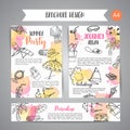 Summer hand drawn brochure. Beach doodle elements. Vacation and trevel to the sea Sketch Vector Royalty Free Stock Photo